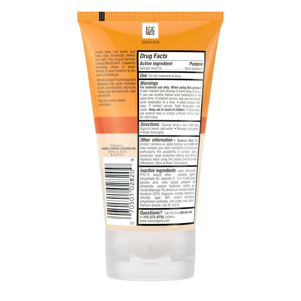 Neutrogena Oil Free Daily Acne Face Scrub, 4.2 Oz